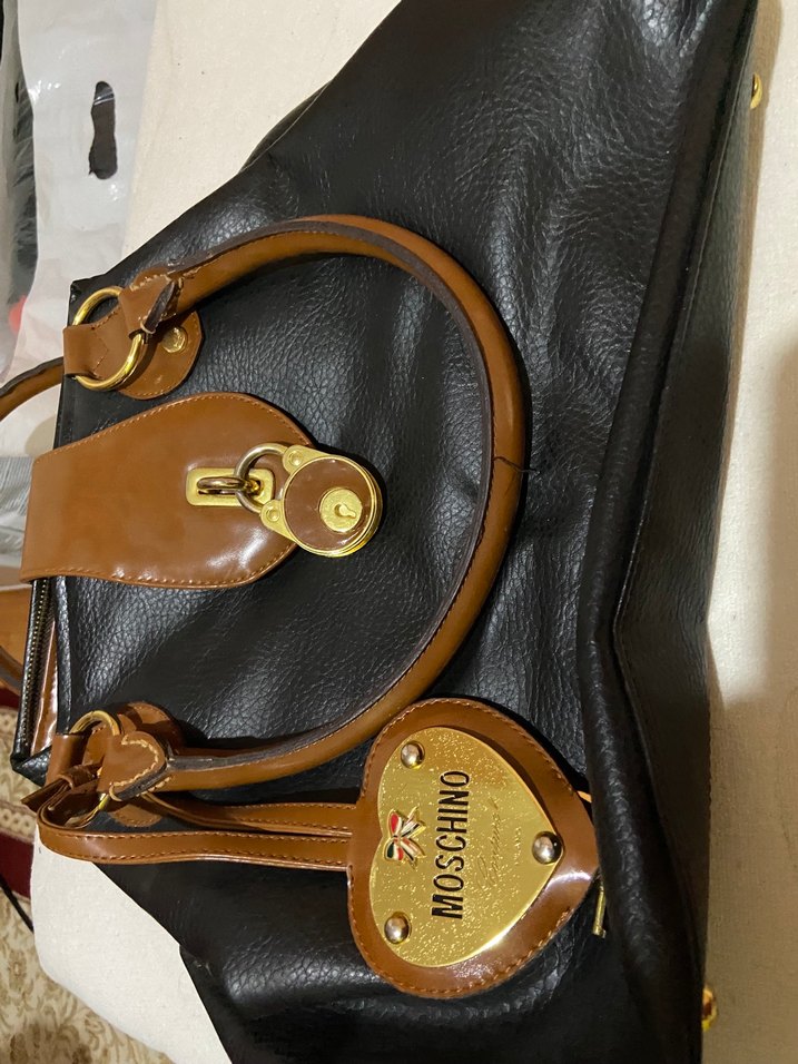 MOSCHINO Klasik Kahverengi Deri Kadın Çanta - Görsel 2