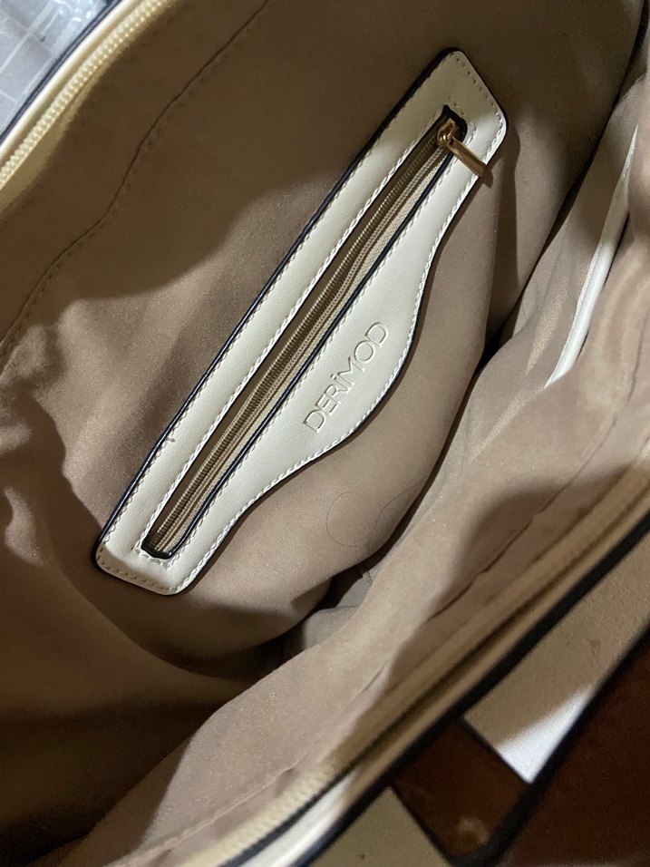 Bej Parlak Derimod marka kadın çanta - Görsel 2