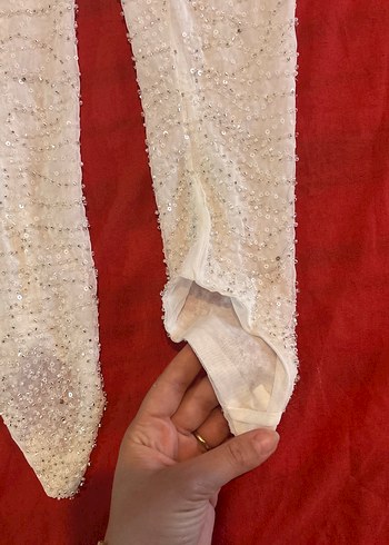 Beyaz Parlak Drapeli Kadın Eldiveni - Görsel 5