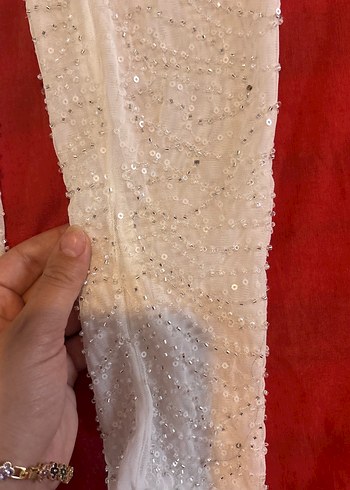 Beyaz Parlak Drapeli Kadın Eldiveni - Görsel 6