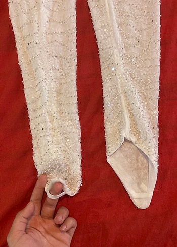 Beyaz Parlak Drapeli Kadın Eldiveni - Görsel 4