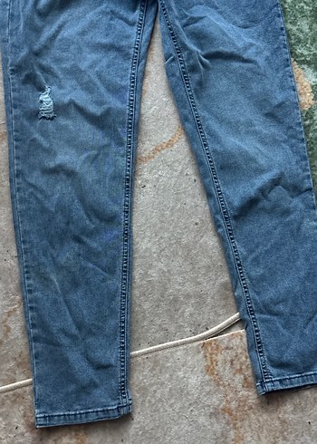 Gri Bel Bantlı Hamile Kot Pantolon - Görsel 4