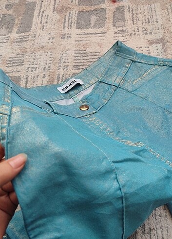 m Beden Parlak simli Jean kot pantolon