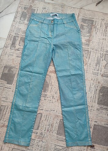 Parlak simli Jean kot pantolon