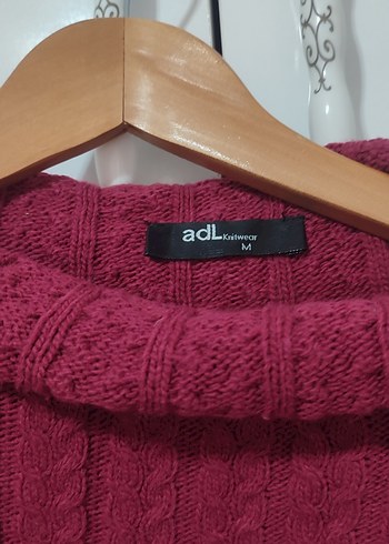 Bordo Yüksek Yaka Örgü Kadın Kazak - Görsel 2