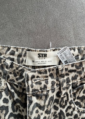 m Beden kahverengi Renk Kadın Gri leopar Desenli Rahat Pantolon