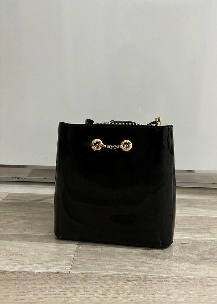 Siyah parlak çanta / - Görsel 5