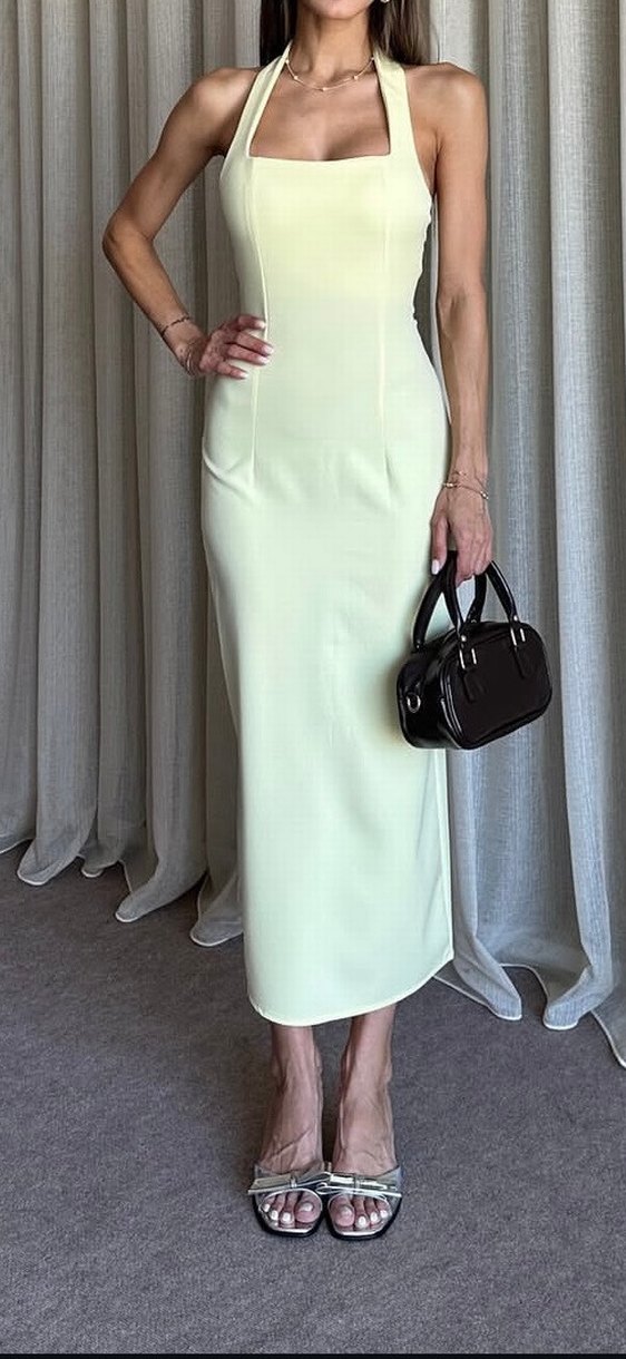 Sarı midi elbise kiralama var - Görsel 2