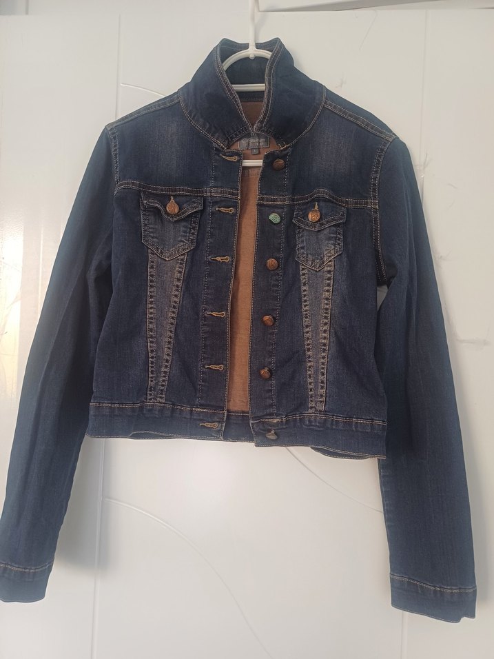 Kadın Koyu Kahverengi Düğmeli Kot Ceket - Görsel 2