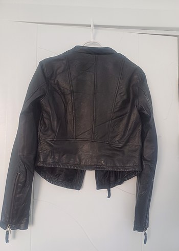 Siyah Deri Biker Ceket - Görsel 4