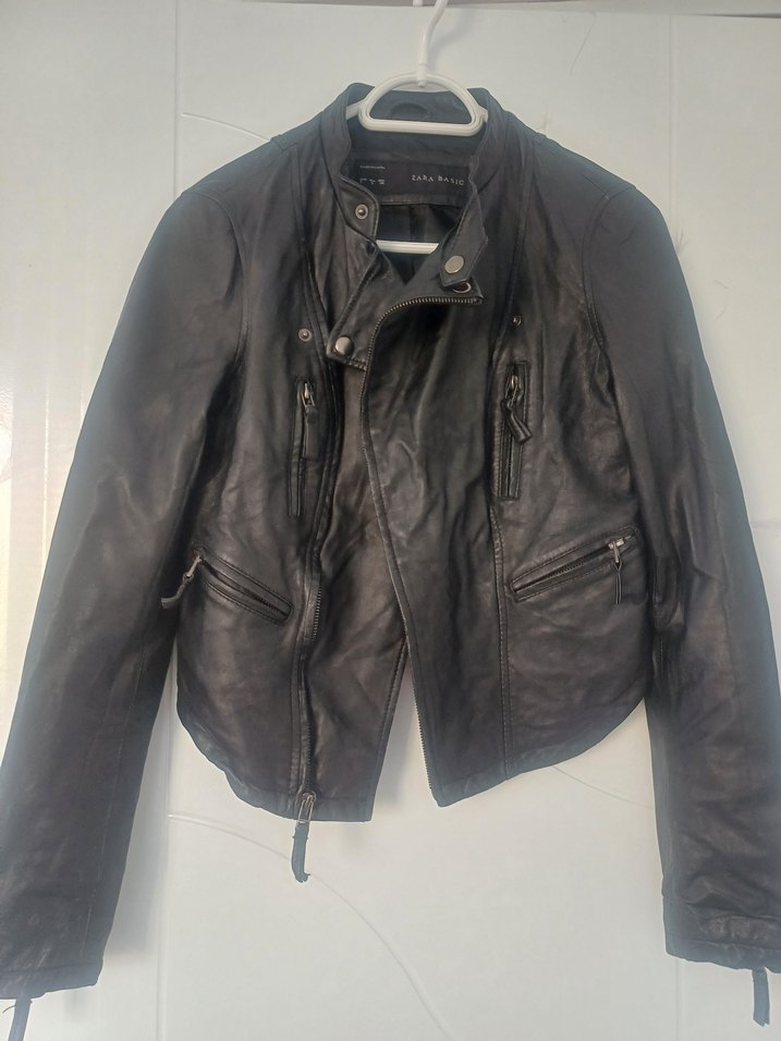 Siyah Deri Biker Ceket - Görsel 3