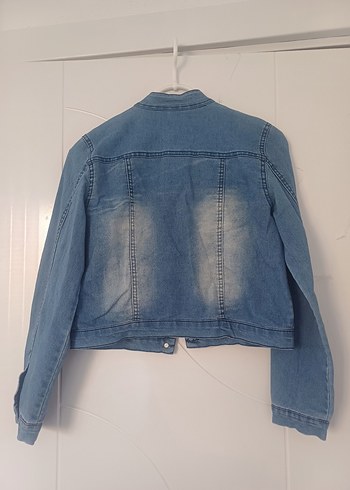 Düğmeli Kadın Mavi Denim Ceket - Görsel 4