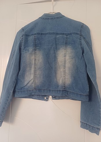 Düğmeli Kadın Mavi Denim Ceket - Görsel 5