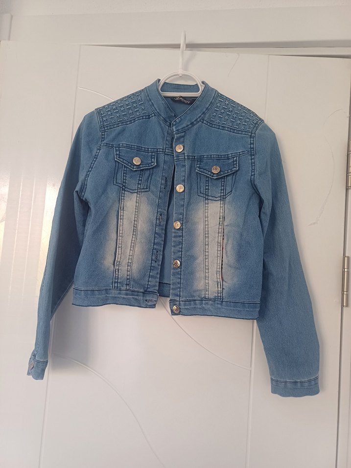 Düğmeli Kadın Mavi Denim Ceket - Görsel 3