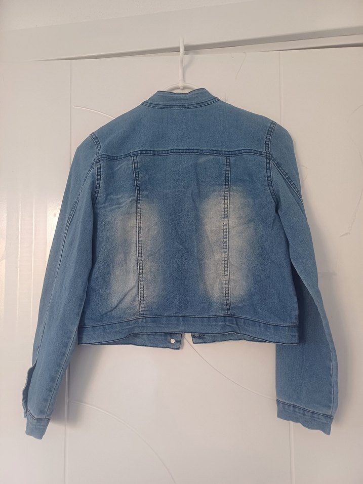 Düğmeli Kadın Mavi Denim Ceket - Görsel 4