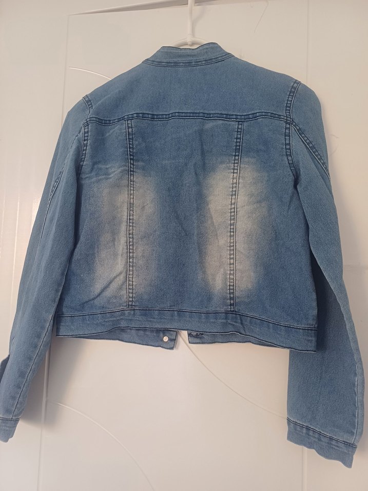 Düğmeli Kadın Mavi Denim Ceket - Görsel 5