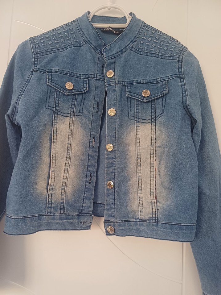 Düğmeli Kadın Mavi Denim Ceket - Görsel 2