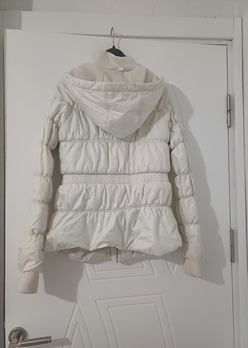 Beyaz Fermuarlı Kadın Kışlık Mont - Görsel 4