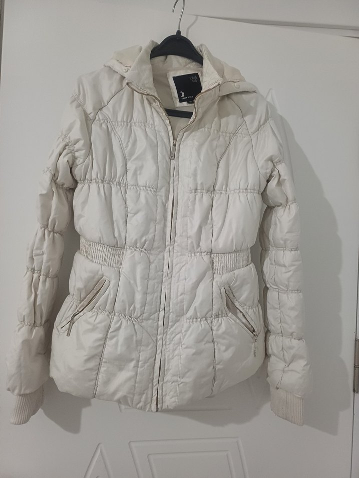 Beyaz Fermuarlı Kadın Kışlık Mont - Görsel 2