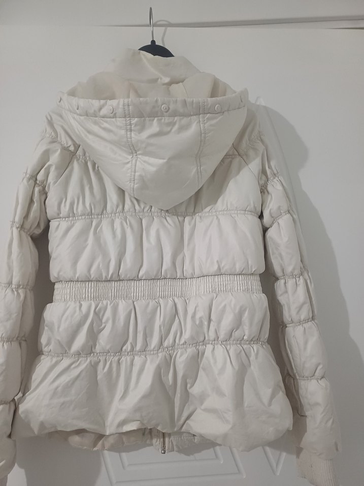 Beyaz Fermuarlı Kadın Kışlık Mont - Görsel 5