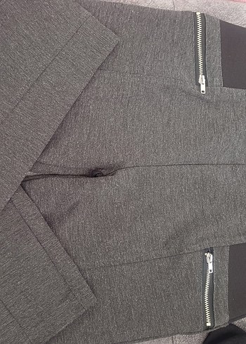 Gri Düğmeli Kadın Kumaş Pantolon - Görsel 3