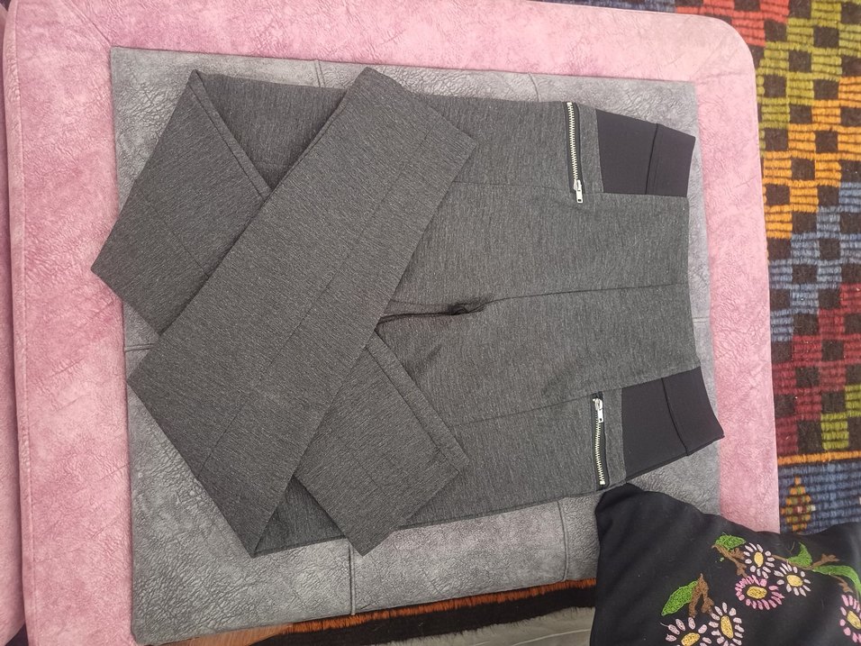 Gri Düğmeli Kadın Kumaş Pantolon - Görsel 2