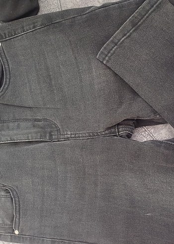 Gri Kadın Kot Pantolon Kemerli Regular Fit - Görsel 3