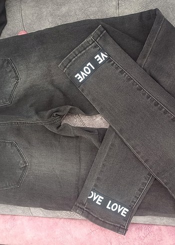 Gri Kadın Kot Pantolon Kemerli Regular Fit - Görsel 4