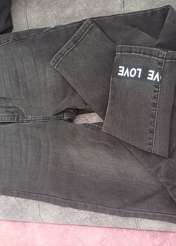 Gri Kadın Kot Pantolon Kemerli Regular Fit - Görsel 2