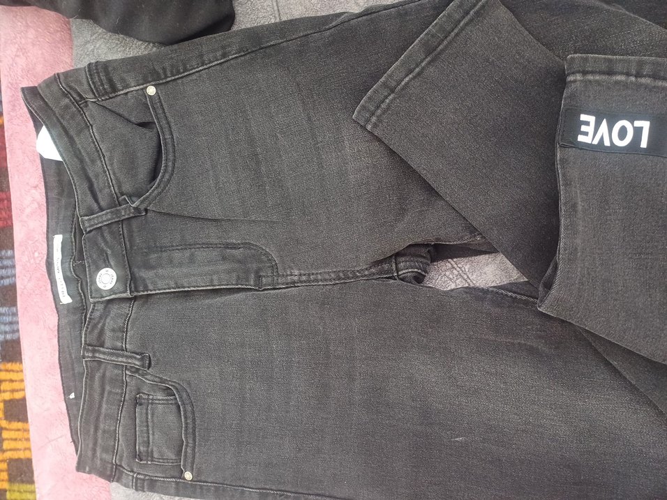 Gri Kadın Kot Pantolon Kemerli Regular Fit - Görsel 3