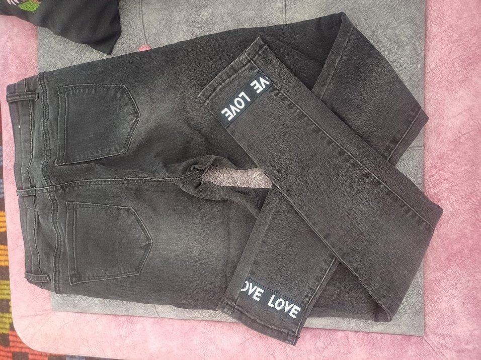 Gri Kadın Kot Pantolon Kemerli Regular Fit - Görsel 4