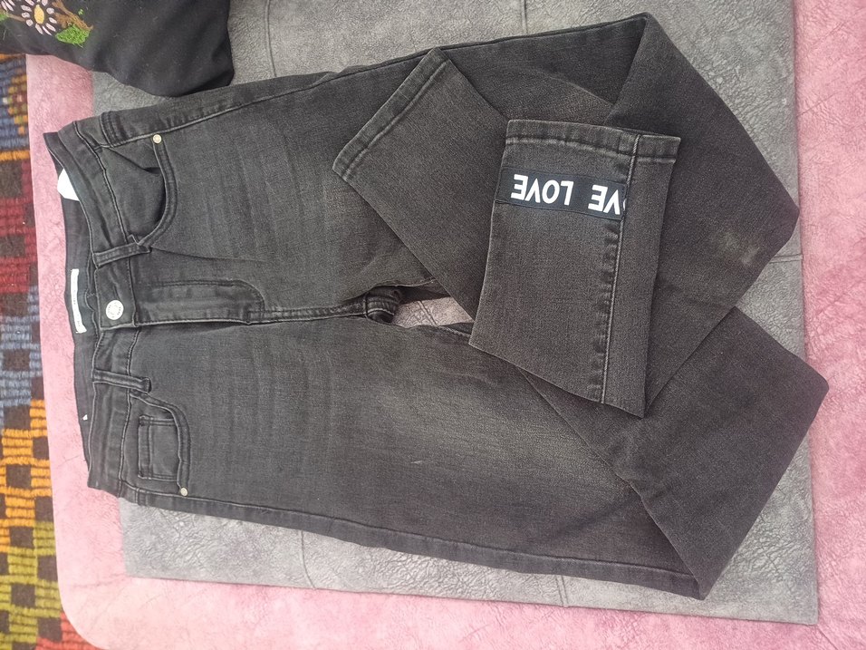 Gri Kadın Kot Pantolon Kemerli Regular Fit - Görsel 2