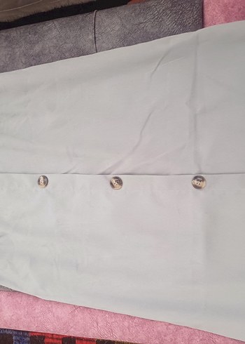 Gri Düğmeli Uzun Nakışlı Etek - Görsel 2