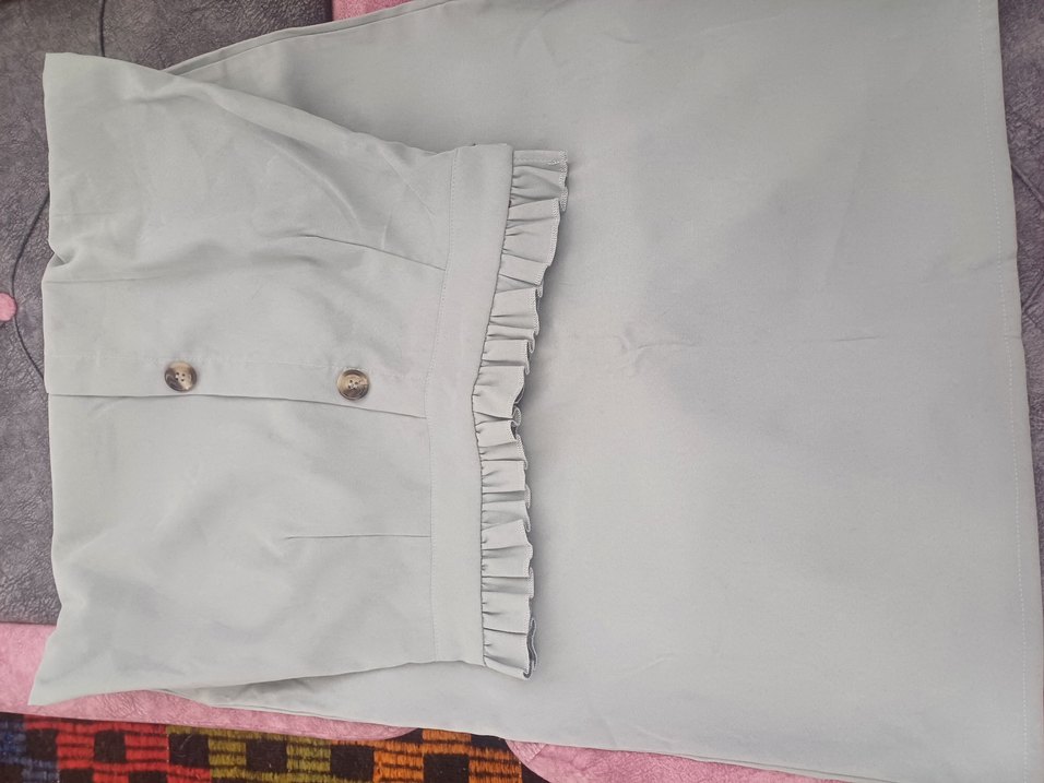 Gri Düğmeli Uzun Nakışlı Etek - Görsel 5