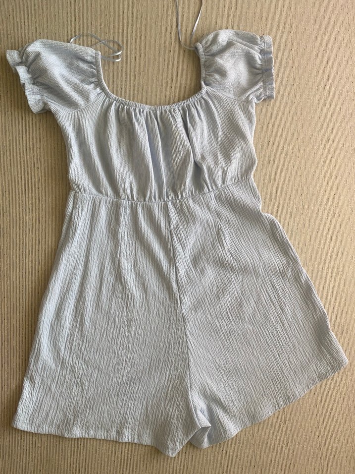 Kadın Bebek Mavisi Kısa Kol Fırfırlı Tulum - Görsel 2