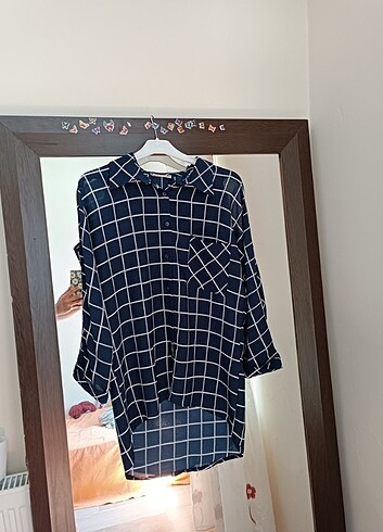 Omuz detaylı ekoseli gömlek/38 beden