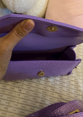 Mor Deri Kemerli Yılan Desenli Kadın Çanta - Görsel 5