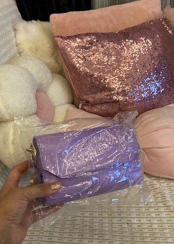 Mor Deri Kemerli Yılan Desenli Kadın Çanta - Görsel 7