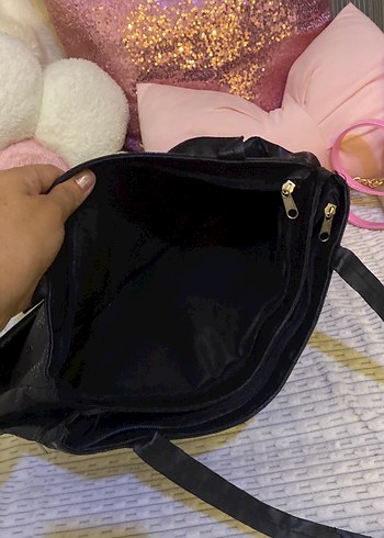 Parlak Siyah Yılan Desenli Deri Kadın Çanta - Görsel 2