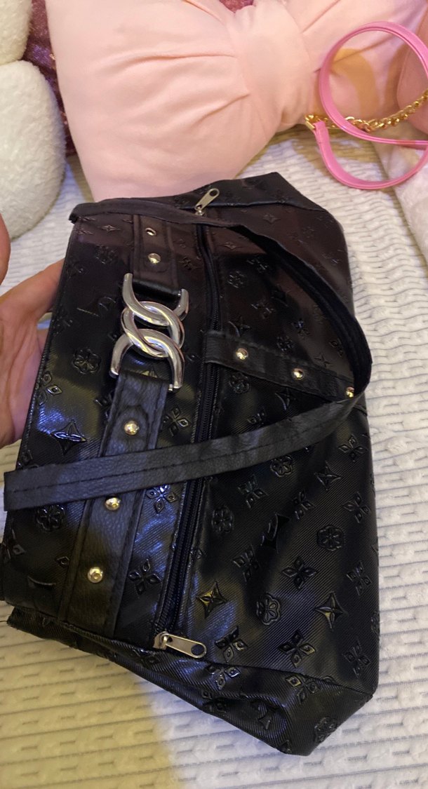 Parlak Siyah Yılan Desenli Deri Kadın Çanta - Görsel 3