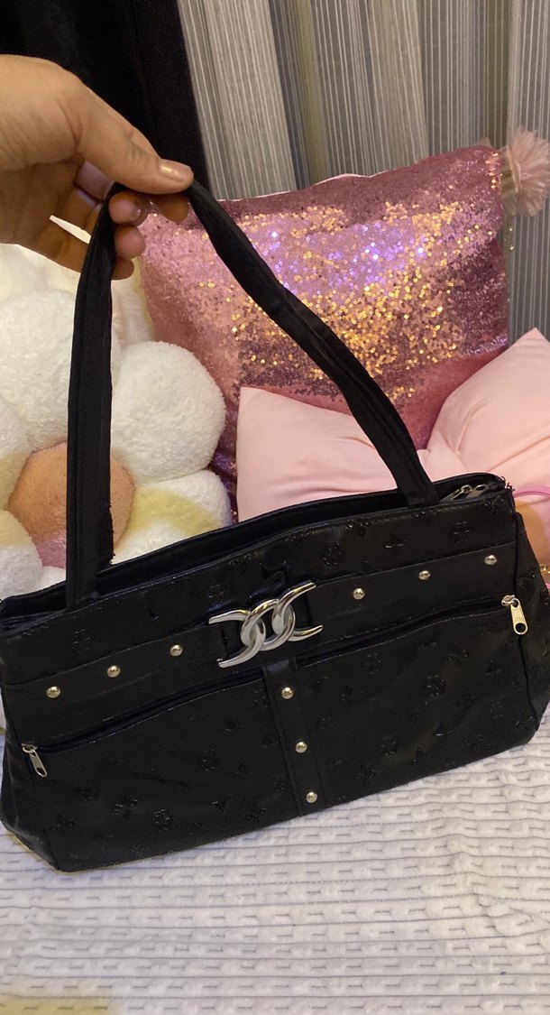 Parlak Siyah Yılan Desenli Deri Kadın Çanta - Görsel 4