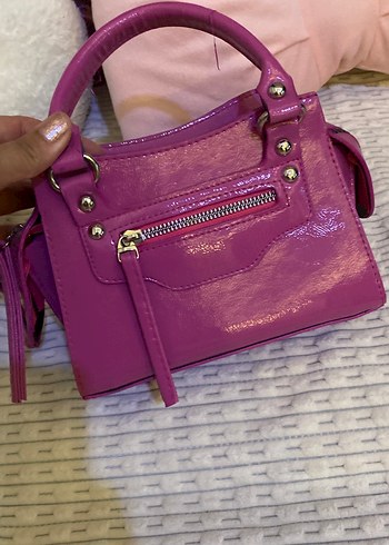 Pembe Deri Fermuarlı Kadın Çanta - Görsel 2