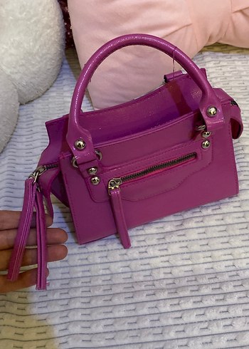 Pembe Deri Fermuarlı Kadın Çanta - Görsel 3
