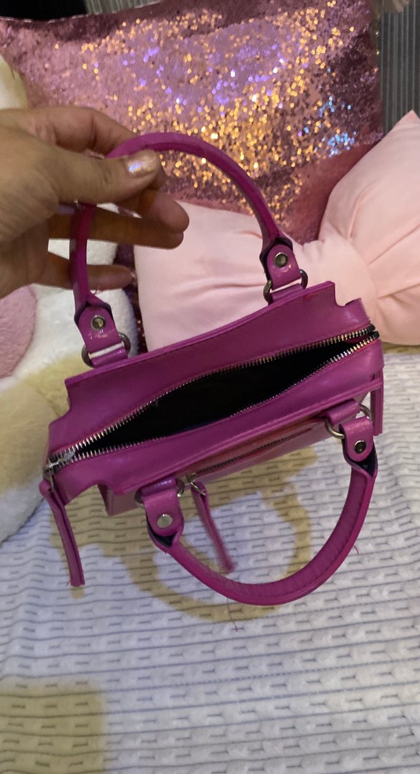 Pembe Deri Fermuarlı Kadın Çanta - Görsel 4