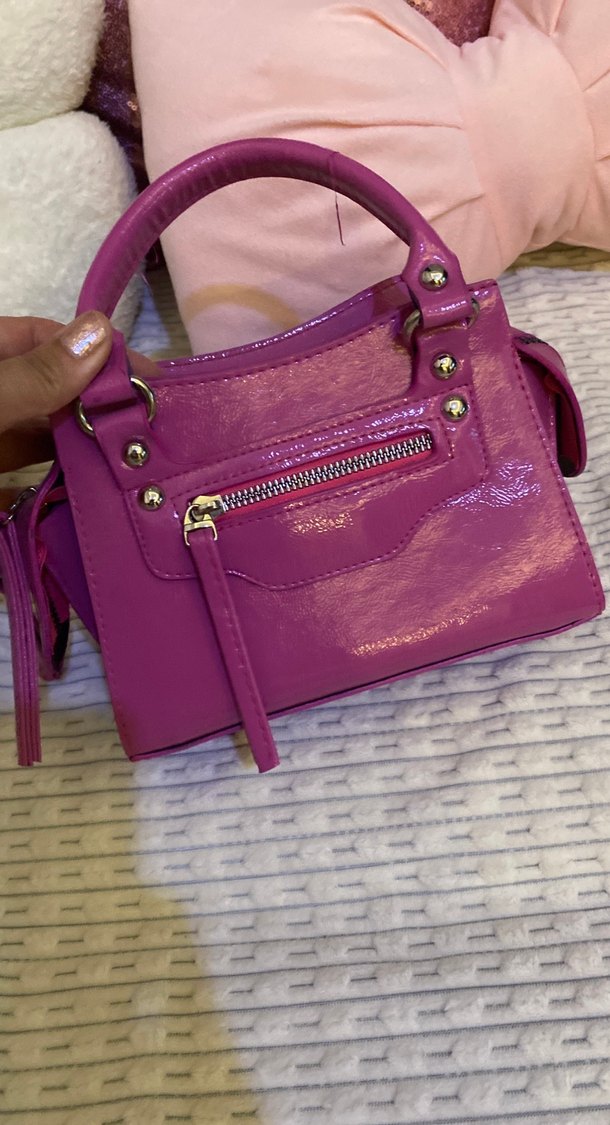 Pembe Deri Fermuarlı Kadın Çanta - Görsel 2