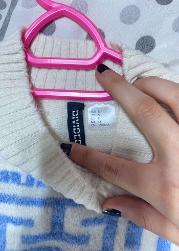 Mavi Baskılı Örgü Kadın Kazak - Görsel 4