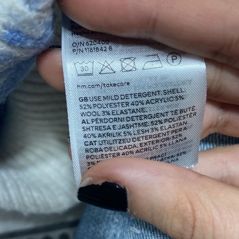 Mavi Baskılı Örgü Kadın Kazak - Görsel 5