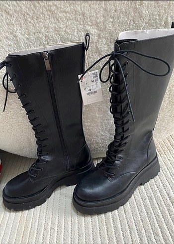37 Beden Siyah Deri Gotik Stiletto Topuklu Kadın Çizme