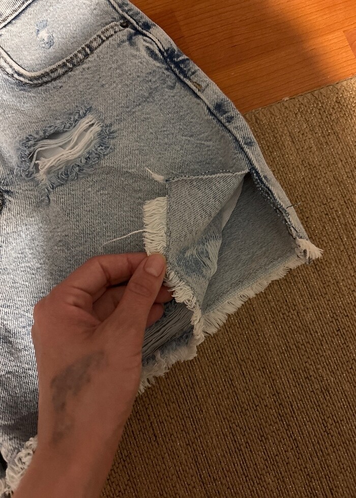 Mini jean şort - Görsel 3