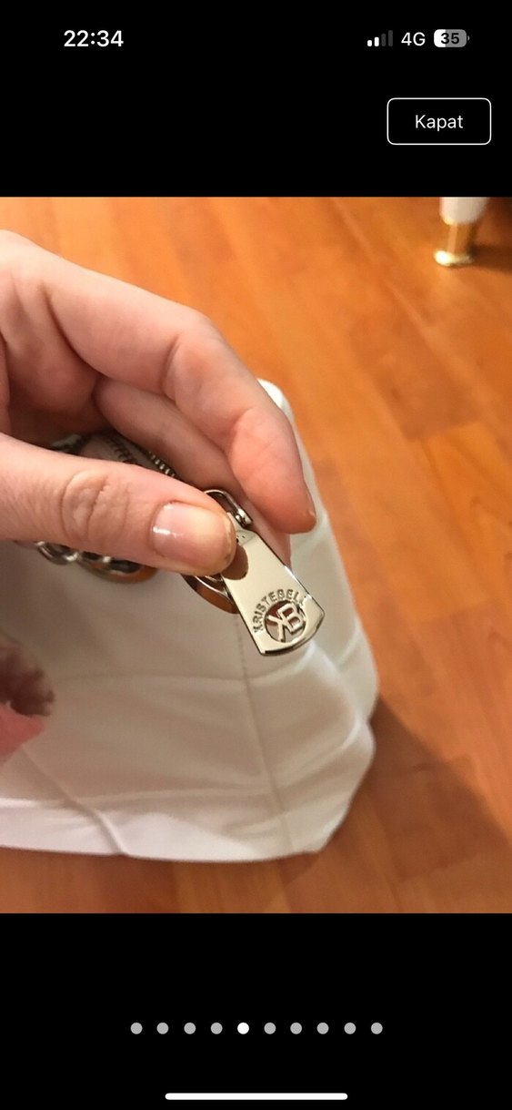 Zincir Detaylı Bej Deri Kadın Çanta krista bell - Görsel 2